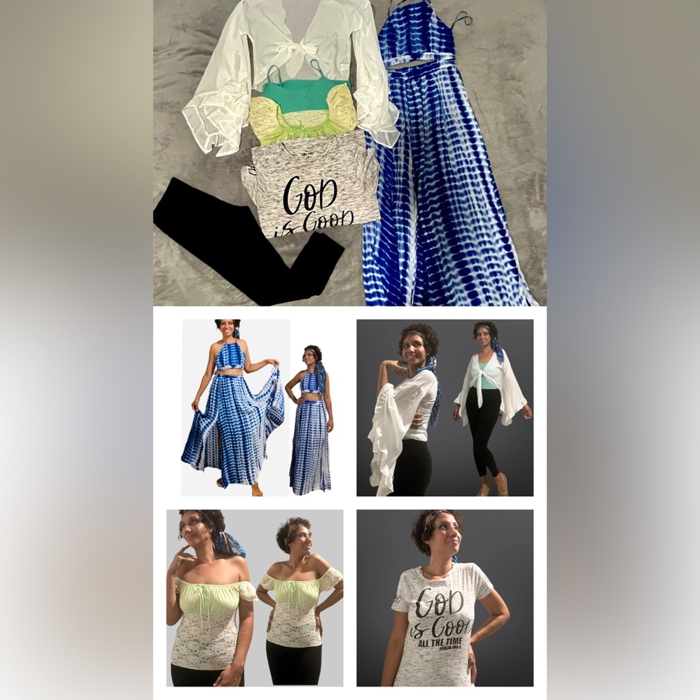 Fashion Nova Two Piece Skirt Set Blue Tie-Dye & Lot Of Summer Funky  Clothes M